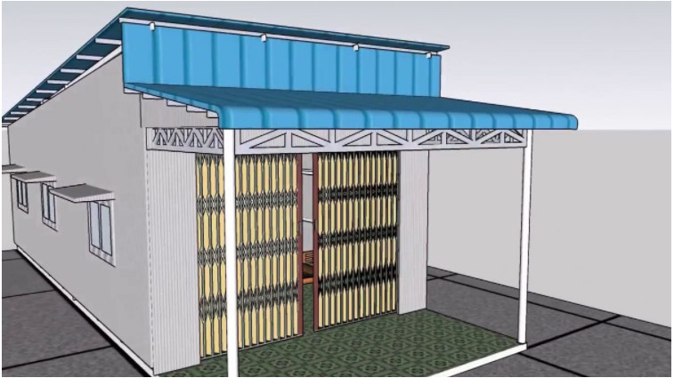 Construction drawing of four-level pre-engineered steel building