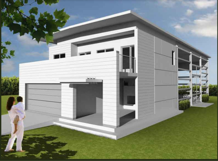 Drawing of a unique level 4 prefabricated house