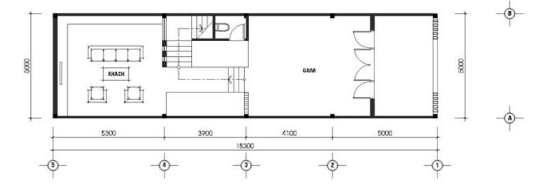 Drawing of a four-storey pre-engineered steel building with an area of ​​​​8x15m2 (1st floor)