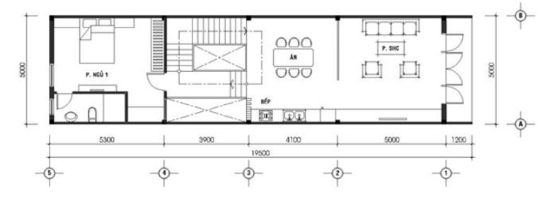 Drawing of a four-storey pre-engineered steel building with an area of ​​​​8x15m2 (2nd floor)