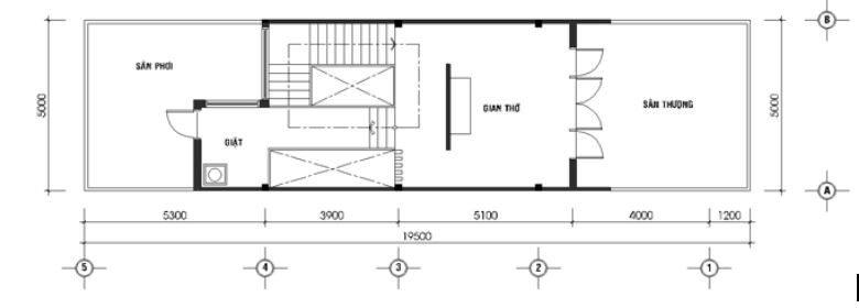 Drawing of a four-storey pre-engineered steel building with an area of ​​​​8x15m2 (Floor 4)