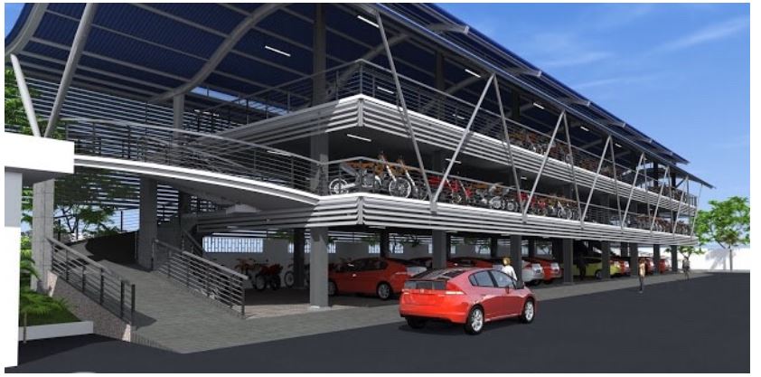  Pre-engineered steel frame parking garage