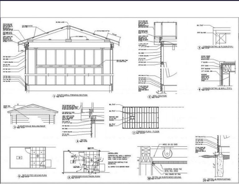 Factory autocad drawing with the axis