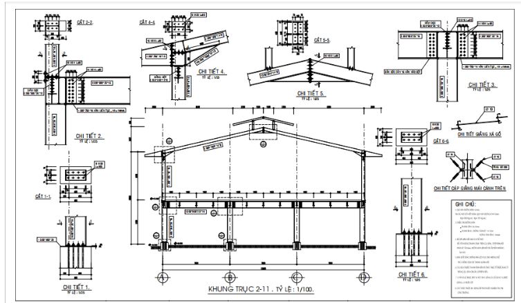 Tổng hợp 10 mẫu bản vẽ nhà xưởng tiền chế chi tiết nhất 2021