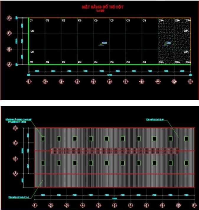 Bản vẽ nhà xưởng khung thép tiền chế 20x70m