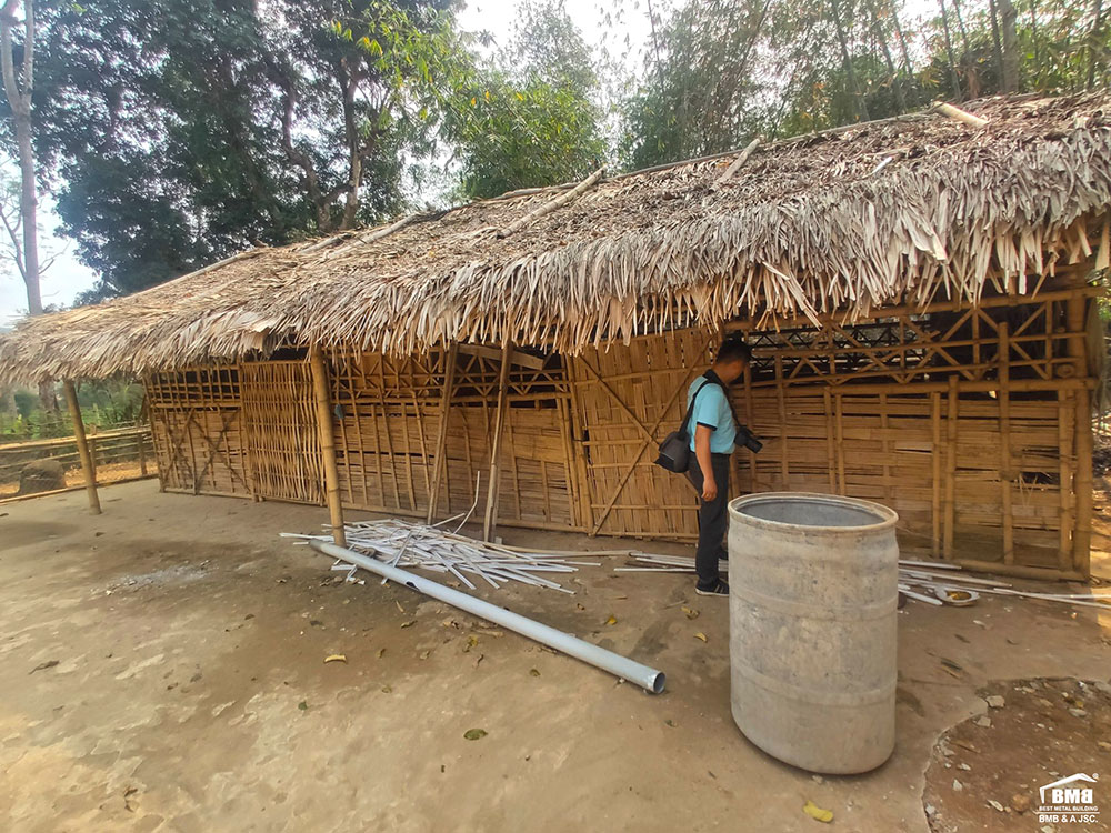 The classroom is built from bamboo sheets
