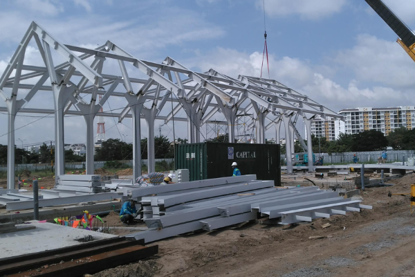 Design industrial factory to install roof frame