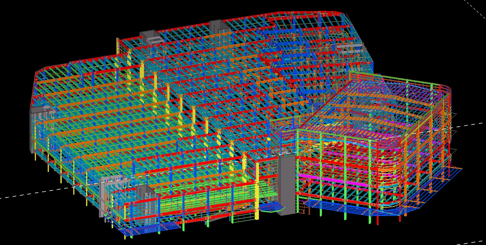 Drawing of a two-storey industrial factory