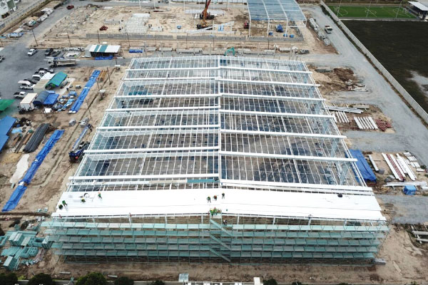 Construction phase of pre-engineered steel buildings