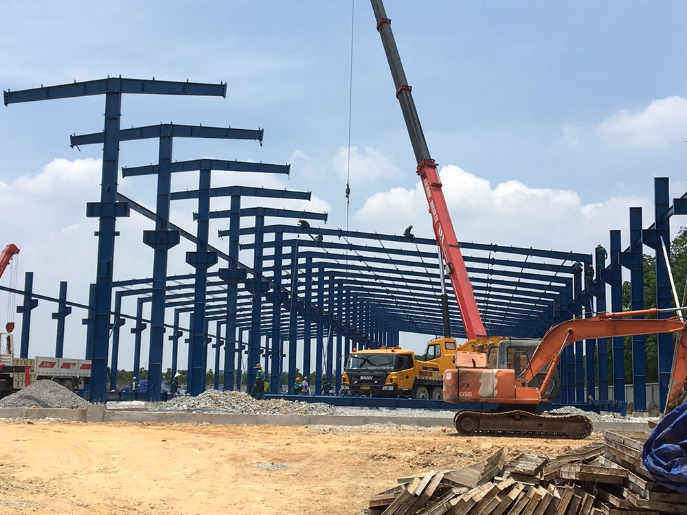 Construction of steel structure erection works
