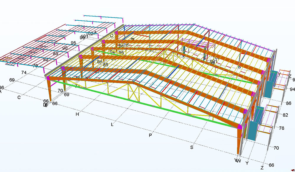Drawing sample of cheap pre-engineered steel building (one-story pre-engineered steel building model)