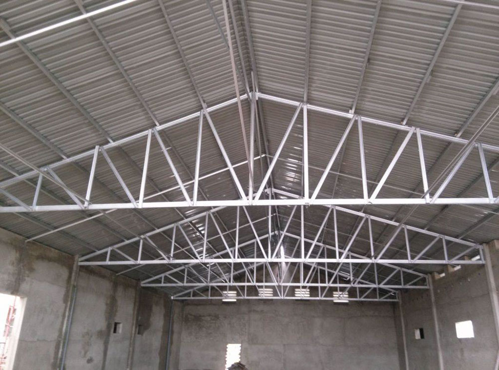 Steel frame factory with corrugated iron roof