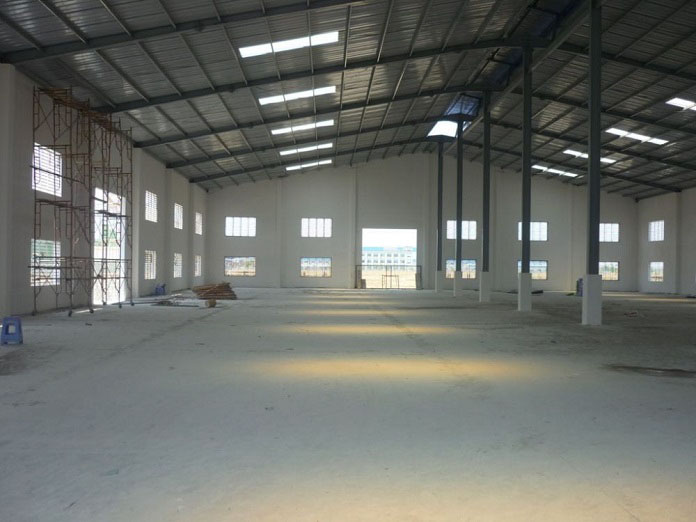 The factory has a bright roof to absorb natural sunlight