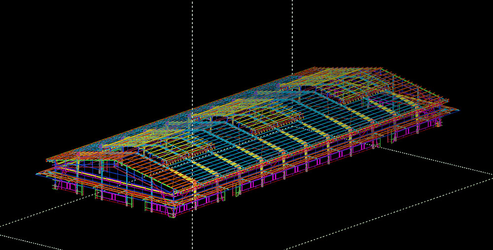Detailed design of steel structures for large industrial factories
