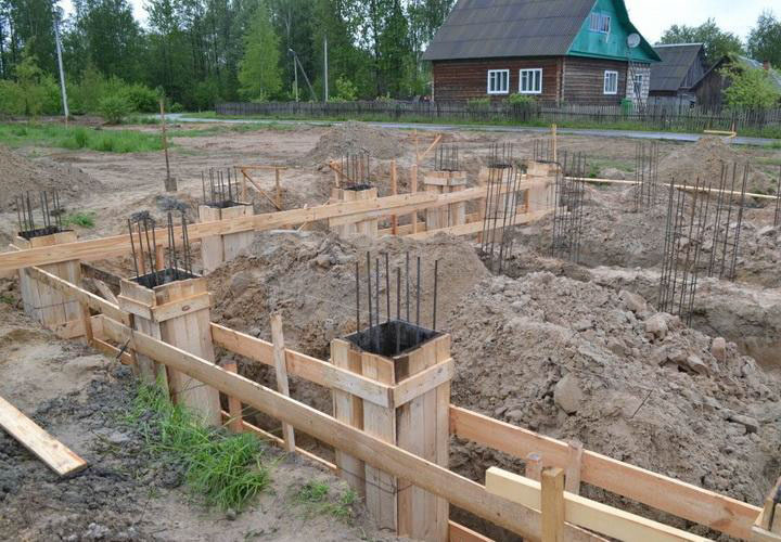 Wooden foundations are used in areas with soft soil