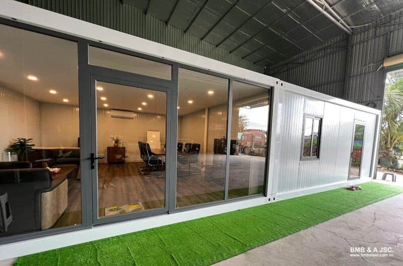 Prefabricated building designed as an office at the construction site