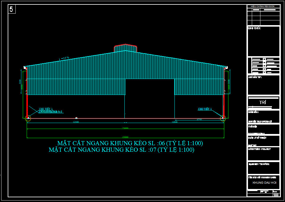 Bản vẽ thiết kế nhà xưởng tiền chế 25m