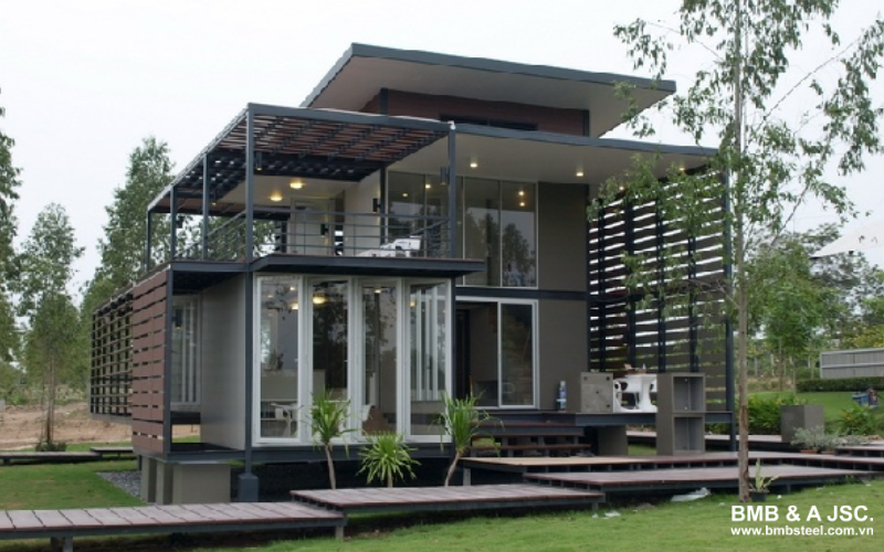 Prefabricated houses are made from lightweight materials