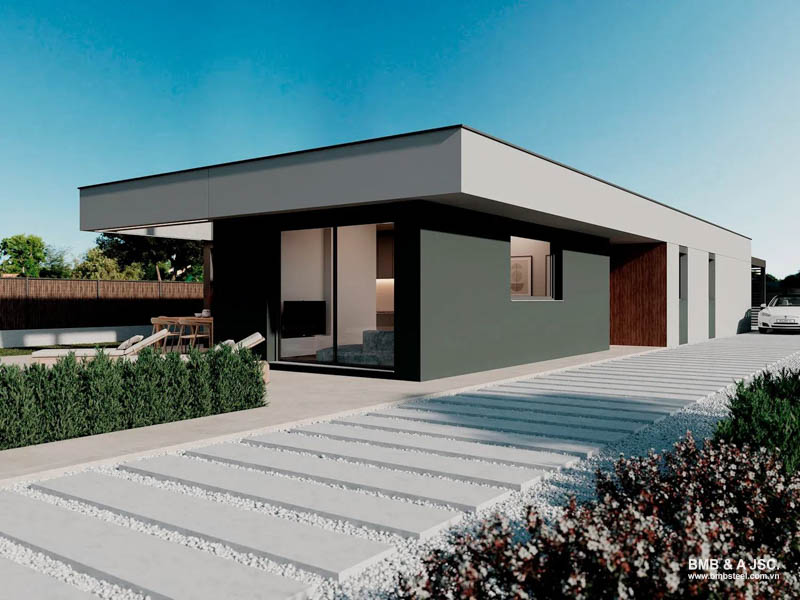 What is a single-slope prefabricated house?