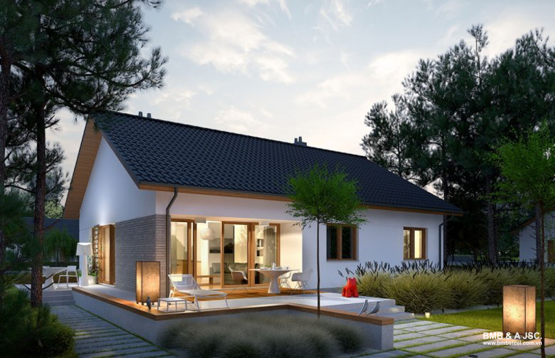 Nhà tiền chế cấp 4 sử dụng tôn giả ngói