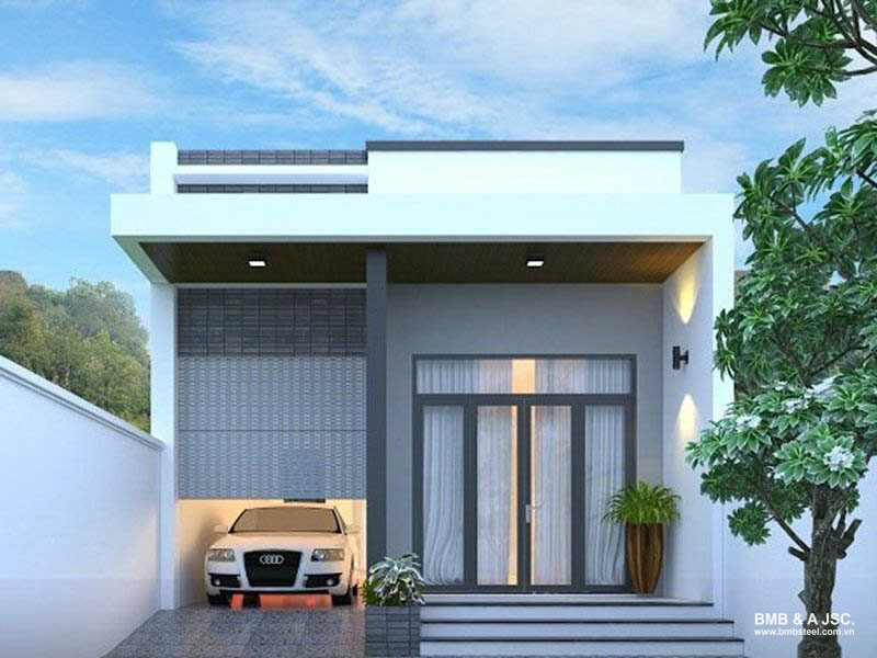 Nhà tiền chế cấp 4 kết hợp gara dùng để chứa xe