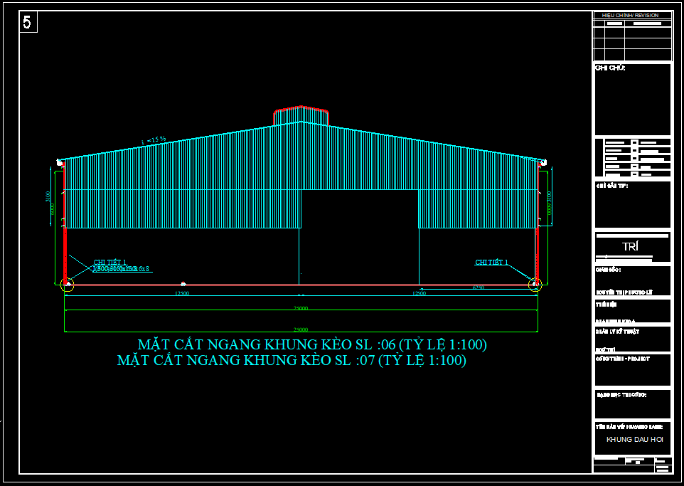 25m Pre-Engineered Steel Frame Factory Drawing Sample