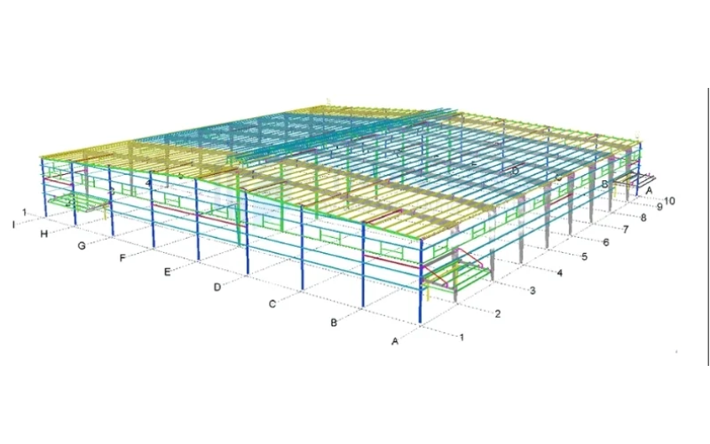 2000m2 Pre-Engineered Steel Frame Factory Drawing Sample