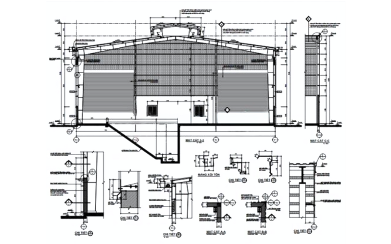 Pre-Engineered Agricultural Storage Warehouse Drawing Sample