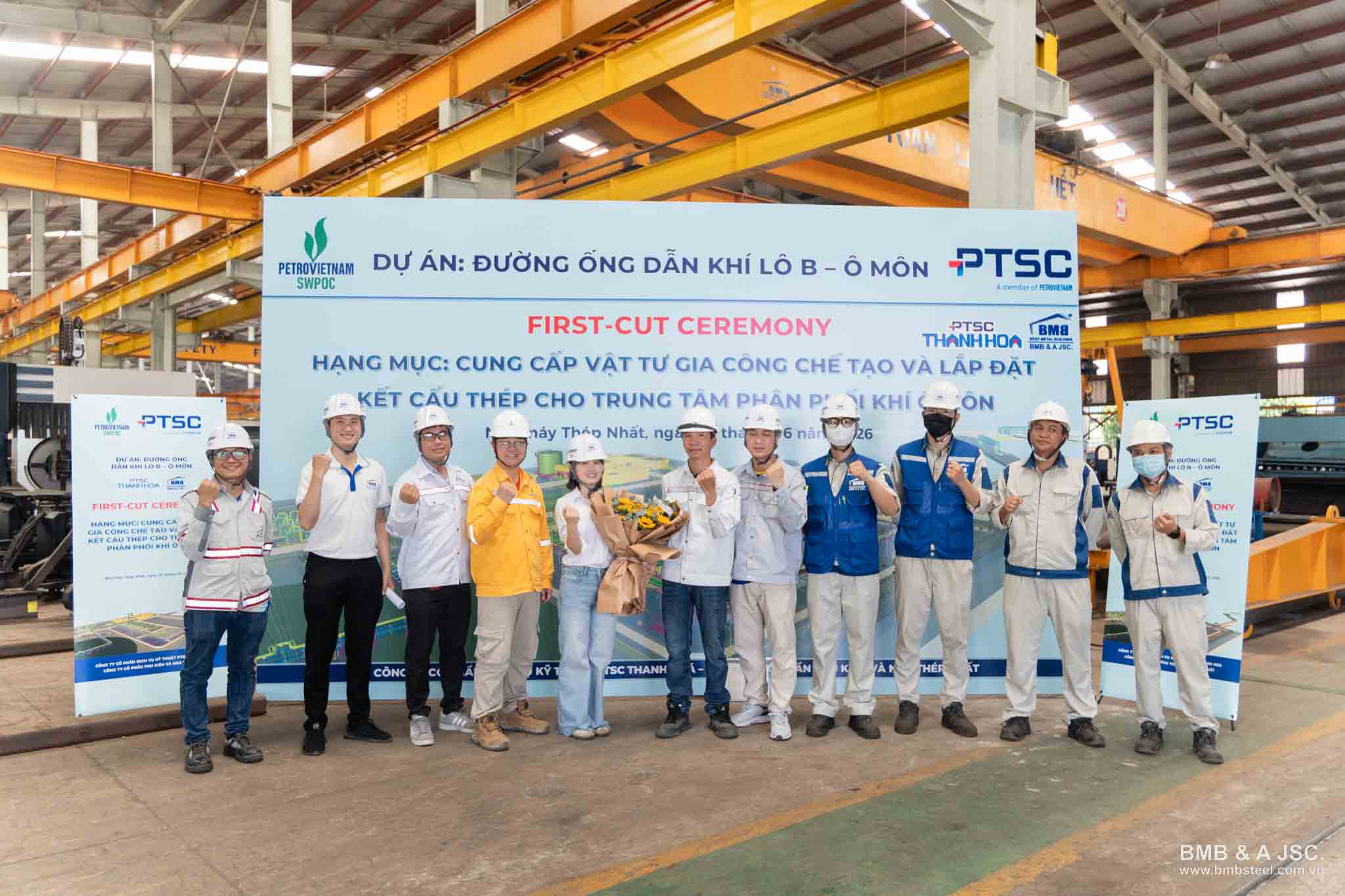 First-Cut Ceremony for the gas pipeline project Lot B – O Mon: Marking the beginning of the cooperation journey between PTSC Thanh Hoa and BMB Steel