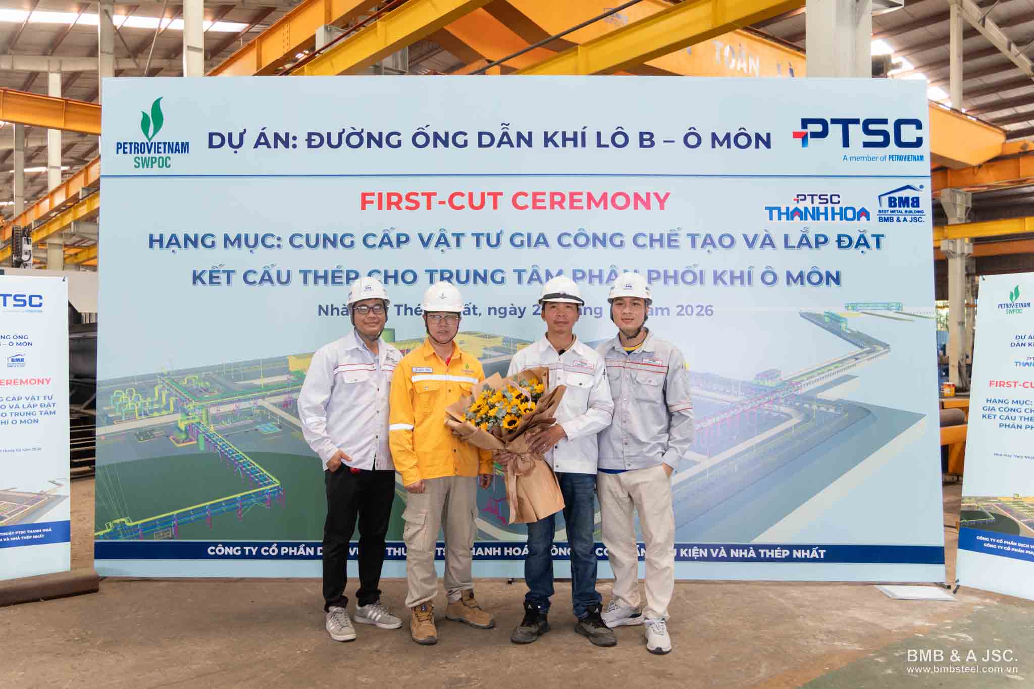 First-Cut Ceremony for the gas pipeline project Lot B – O Mon: Marking the beginning of the cooperation journey between PTSC Thanh Hoa and BMB Steel