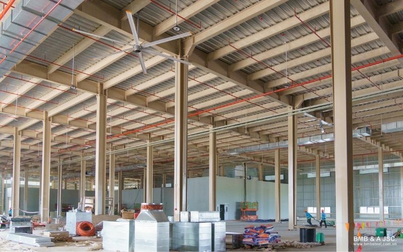 Nhà xưởng thép tiền chế 3 tầng nối liền