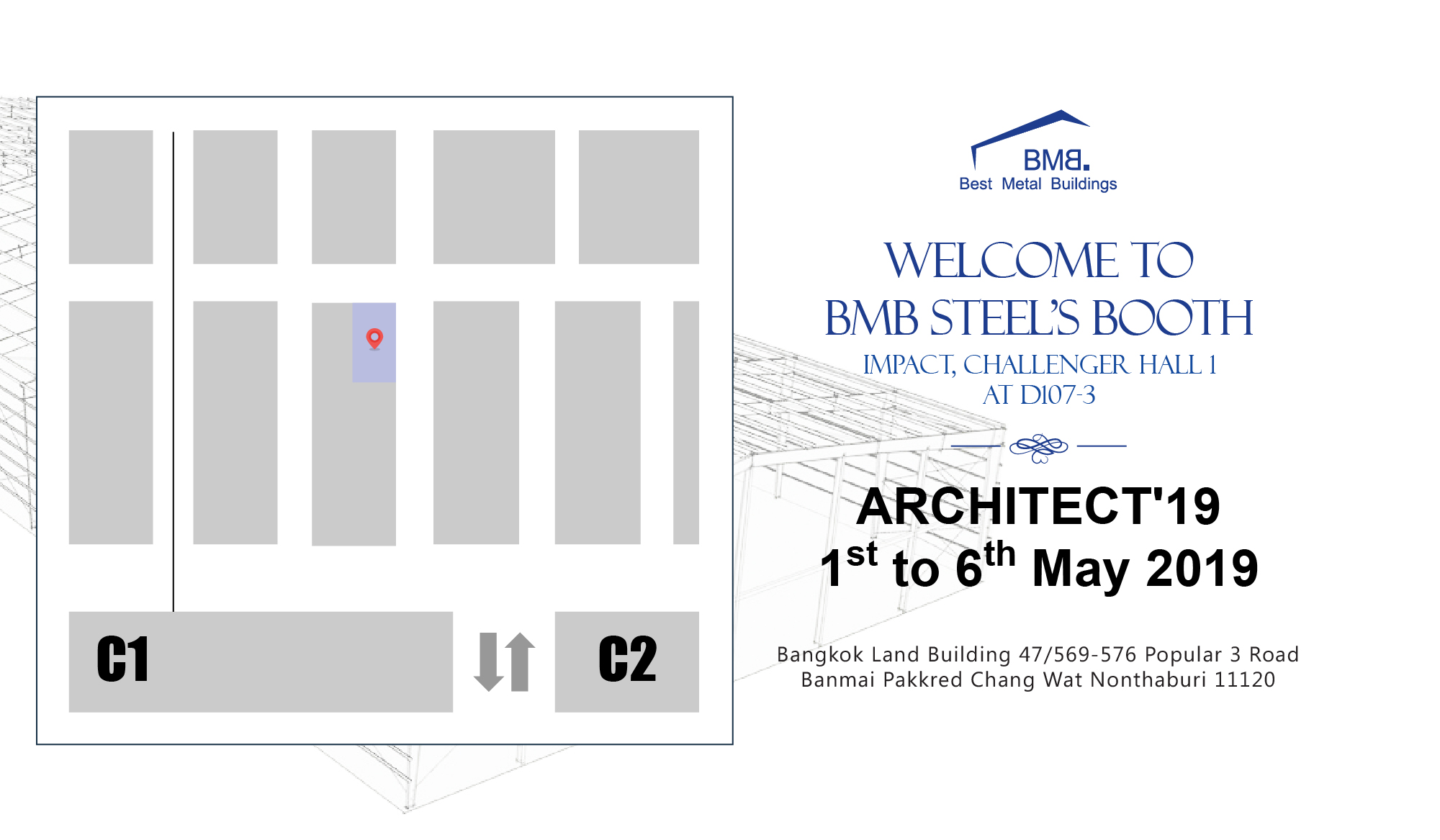 BMB Steel delightedly invites you to visit our booth at Thai Architect 2019.